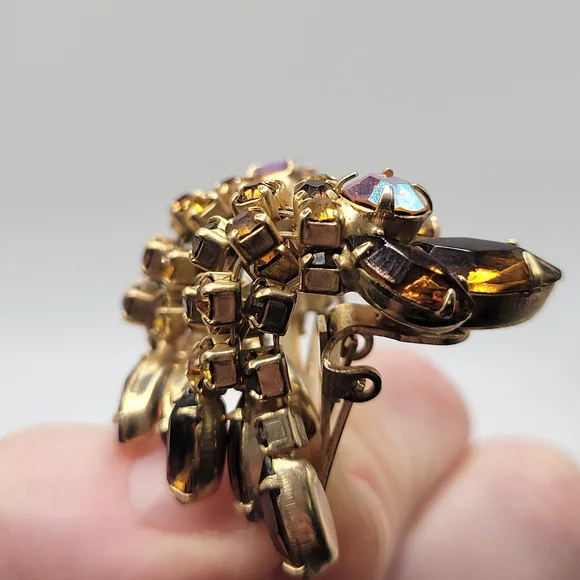 VTG Topaz/Citrine Colored Earrings | Possibly Juliana or Schreiner | Unsigned - Picture 4 of 7